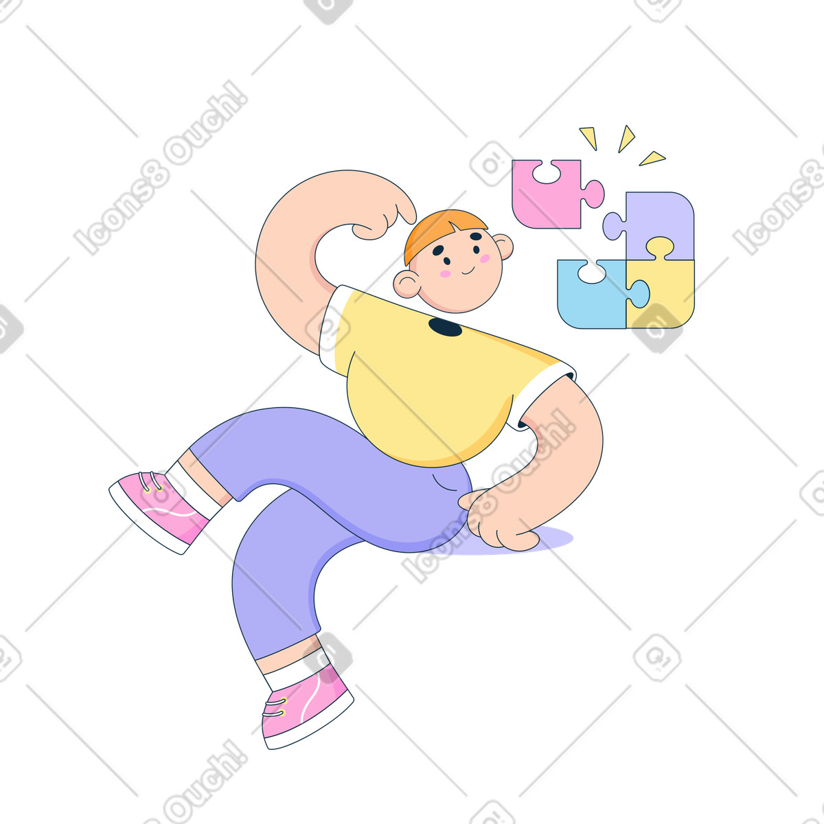 Mann löst problem-Illustration im Bubble gum-Stil als Download in PNG, SVG
