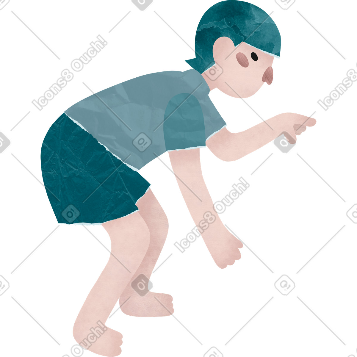 Ragazzo illustrazione in stile Papery scarica in PNG, SVG