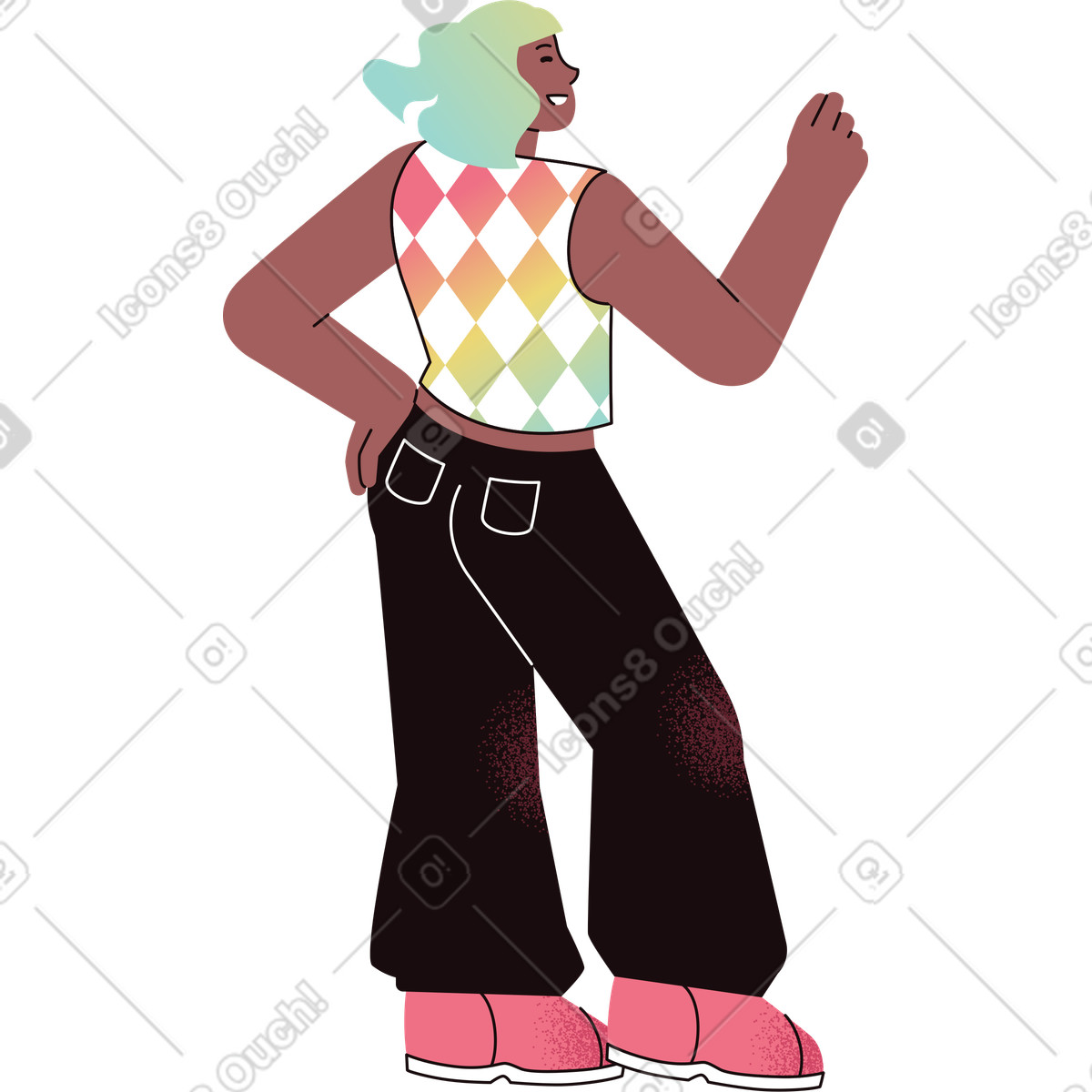 Ilustración Mujer de pie en estilo Delight a descargar en PNG y SVG