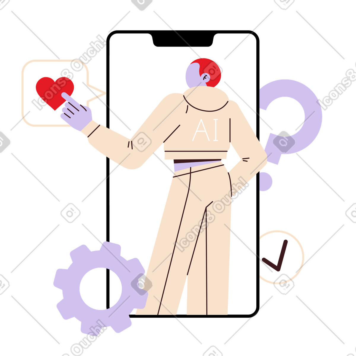 AI marketing tools for social media, Automated content management and audience engagement-Illustration im Folks-Stil als Download in PNG, SVG