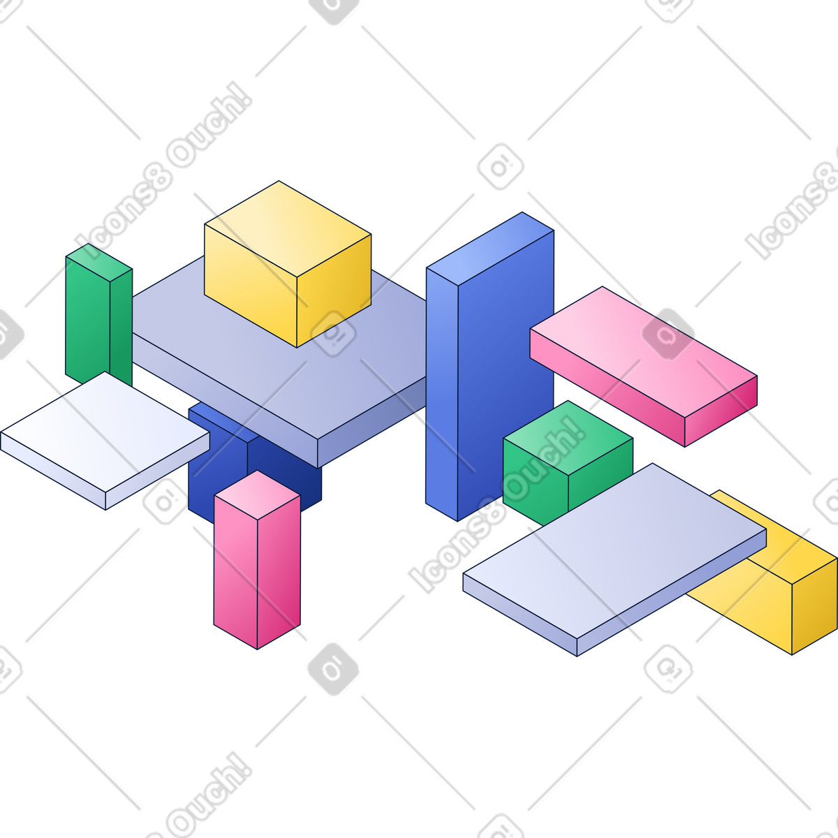 Abstract platforms illustration in Neat style download in PNG, SVG