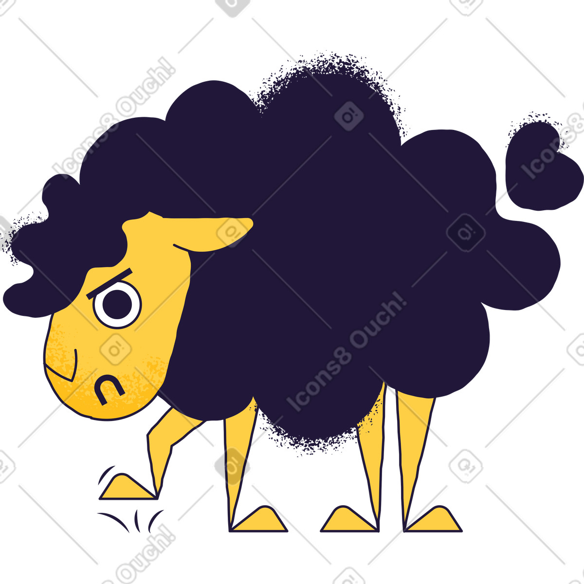 Ilustración Oveja enojada en estilo Conifer a descargar en PNG y SVG