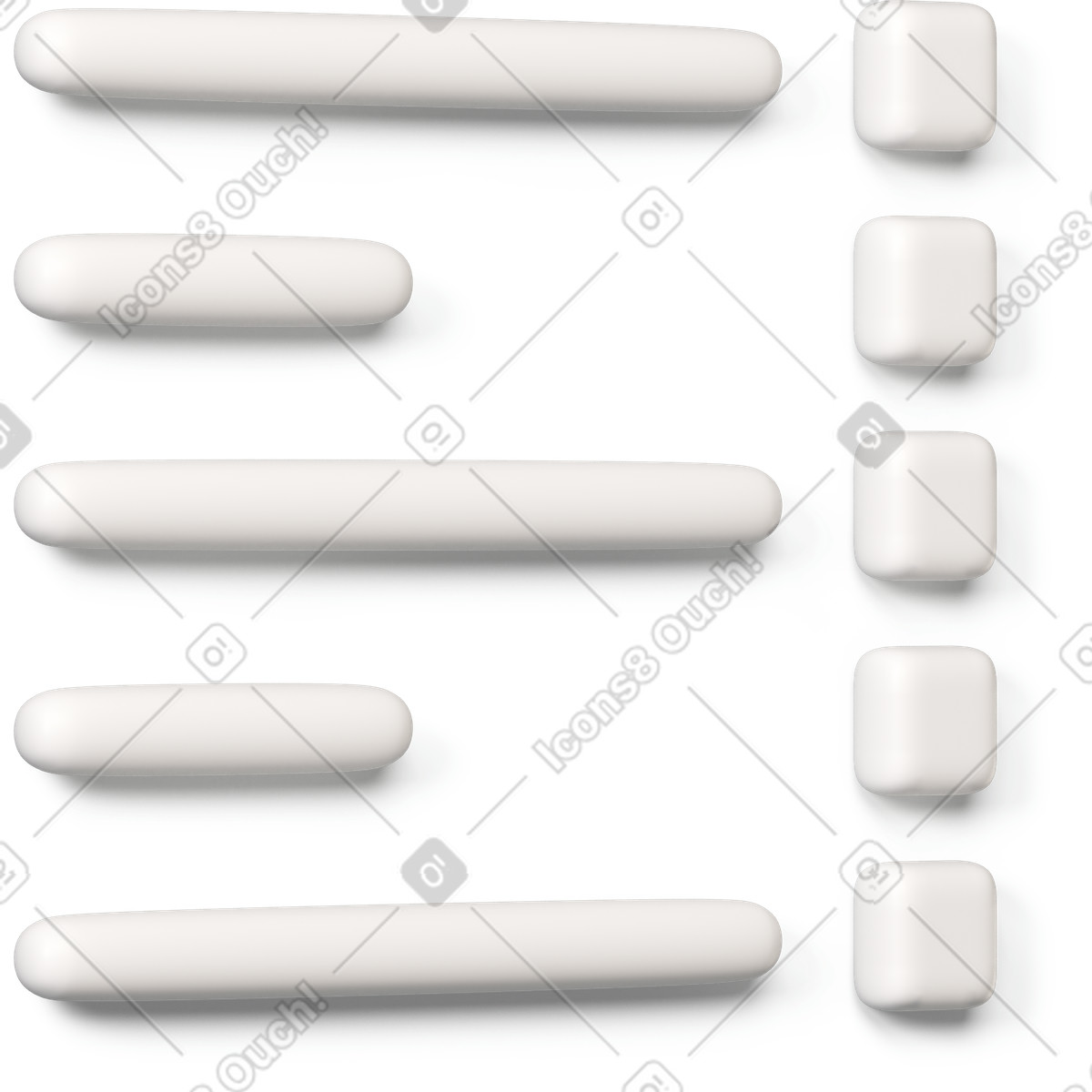 Checkliste mit nach rechts gedrehten quadratischen elementen-Illustration im 3D Buddy-Stil als Download in PNG, SVG