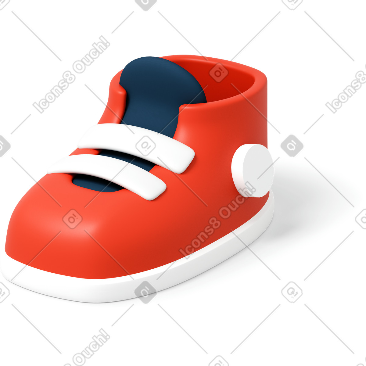 下载 3D Flame 风格的 左红色运动鞋配白色鞋带 插画，支持 PNG、SVG 格式
