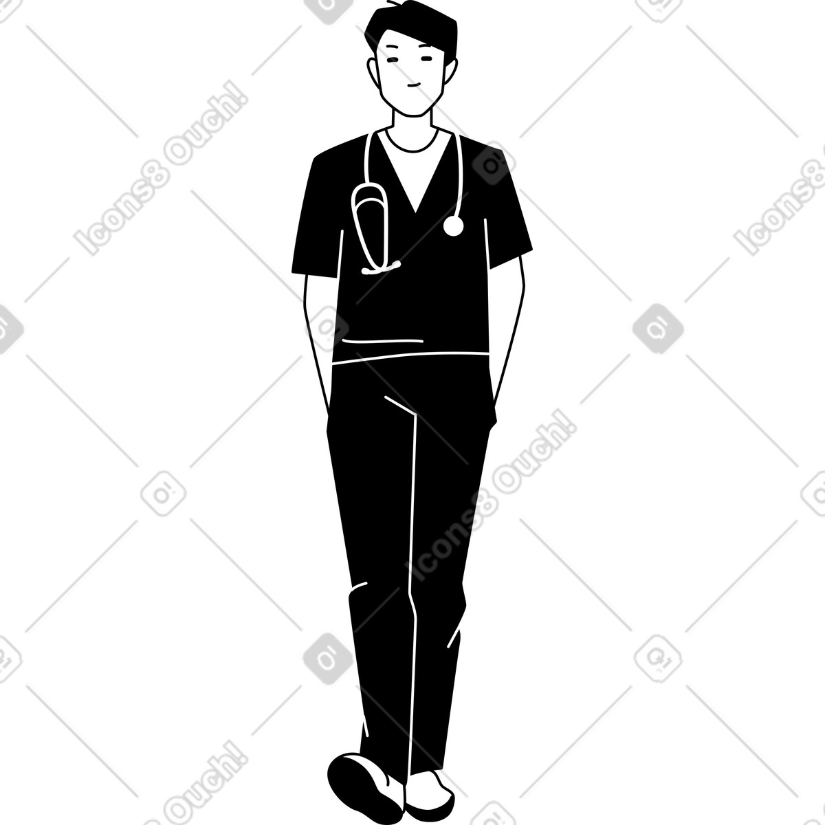 下载 Weekday 风格的 有听诊器的护士 插画，支持 PNG、SVG 格式