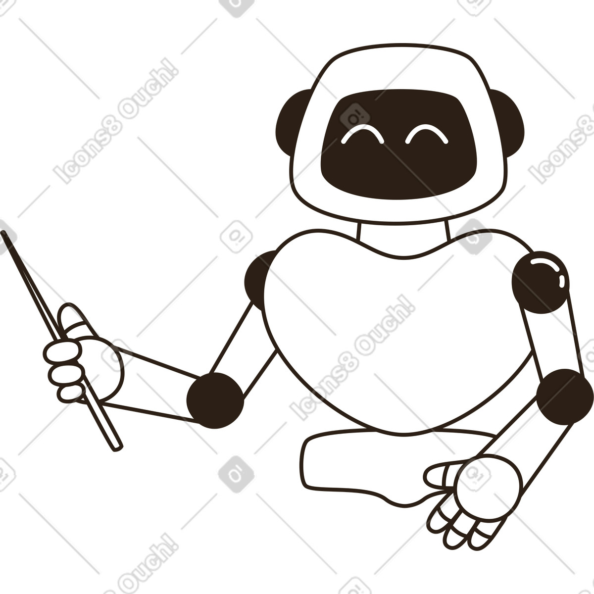 Robot with pointer stick illustration in PNG, SVG