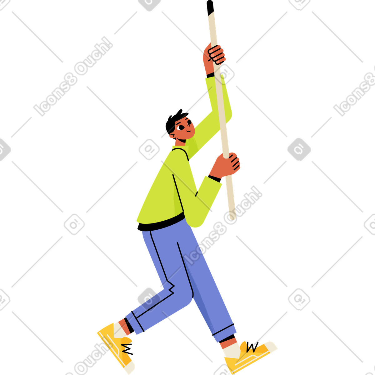 Ilustración Chico con palo en estilo Juicy a descargar en PNG y SVG