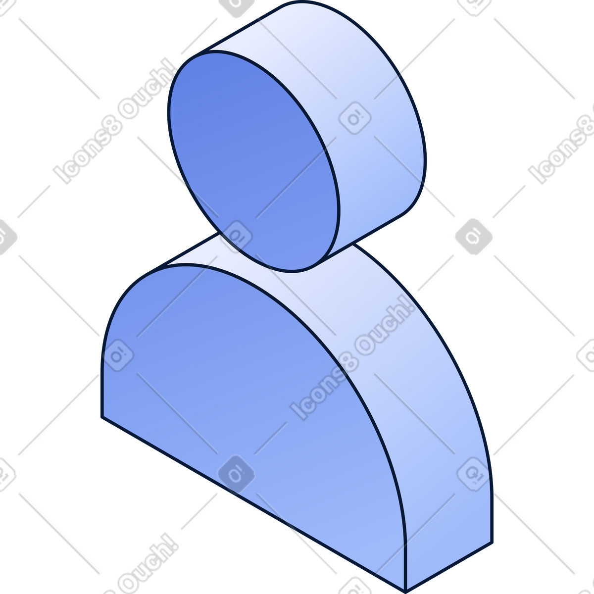 Illustration Symbole utilisateur bleu isométrique dans le style Neat à télécharger aux formats PNG, SVG