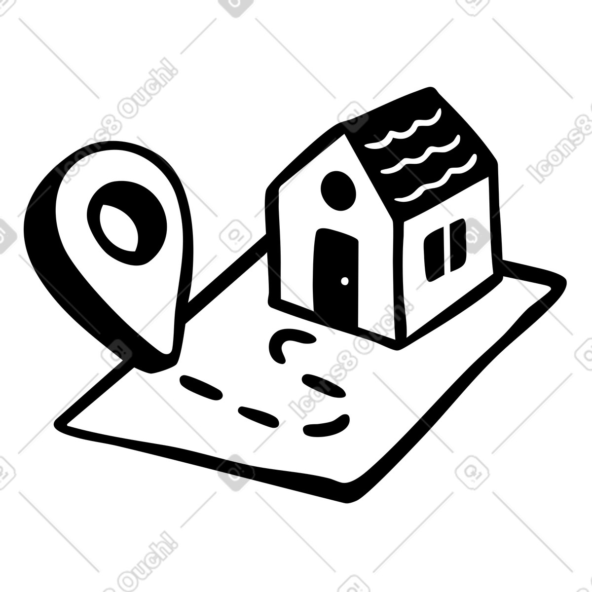 Mapping way to home location illustration in Journal style download in PNG, SVG