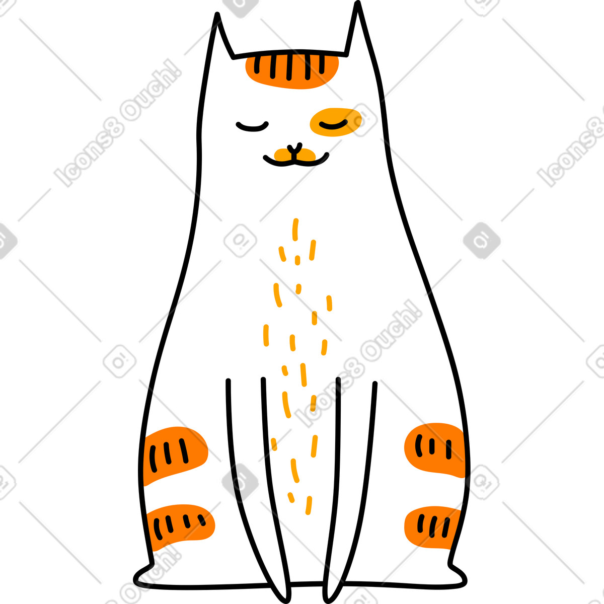 Sitting cat illustration in Purr style download in PNG, SVG