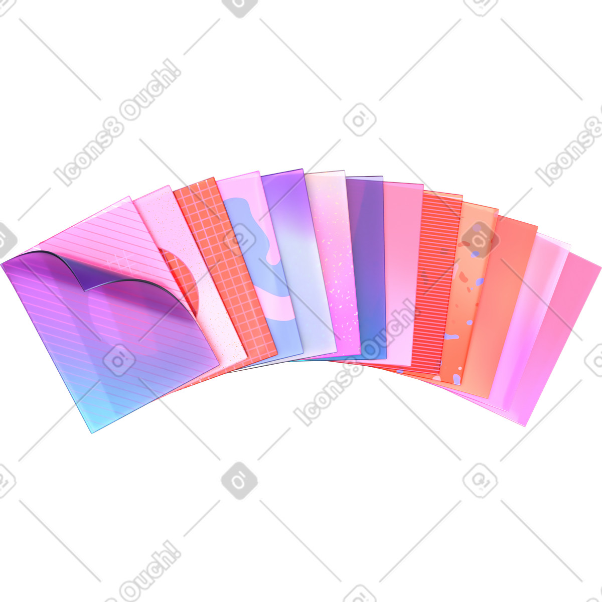 Carte con texture diverse illustrazione in stile 3D Glassy scarica in PNG, SVG