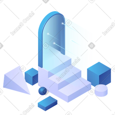 Porte isométrique et formes géométriques, connexion au compte PNG, SVG