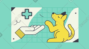 Hand and a dog representing animal care PNG, SVG
