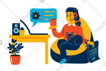 Tech support agent working remotely PNG, SVG