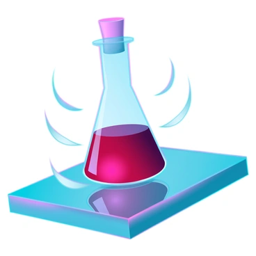 A blood-filled vial sits on a polished table, its glass surface reflecting the deep crimson liquid inside. The vial has a slender neck and a rounded bottom, with a cork stopper tightly sealing it. The polished table surface shines brightly, catching the light and creating a mirror-like effect. Surrounding the vial, there are subtle streaks of light and shadow, enhancing the vividness of the red liquid against the smooth backdrop.