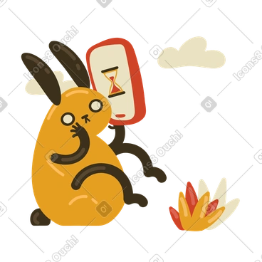 Rabbit waiting for downloading to complete animated illustration in GIF, Lottie (JSON), AE