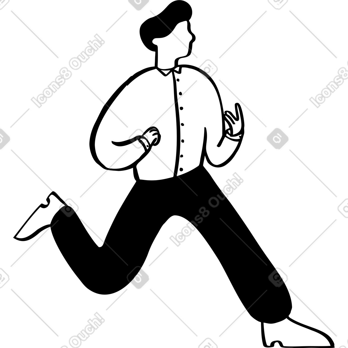 Uomo che corre illustrazione in stile Journal scarica in PNG, SVG