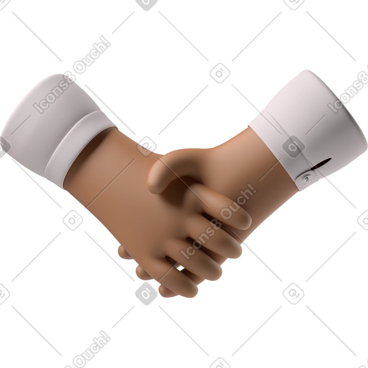 Stretta di mano delle mani pelle marrone illustrazione in stile 3D Hands Fun&Wild scarica in PNG, SVG