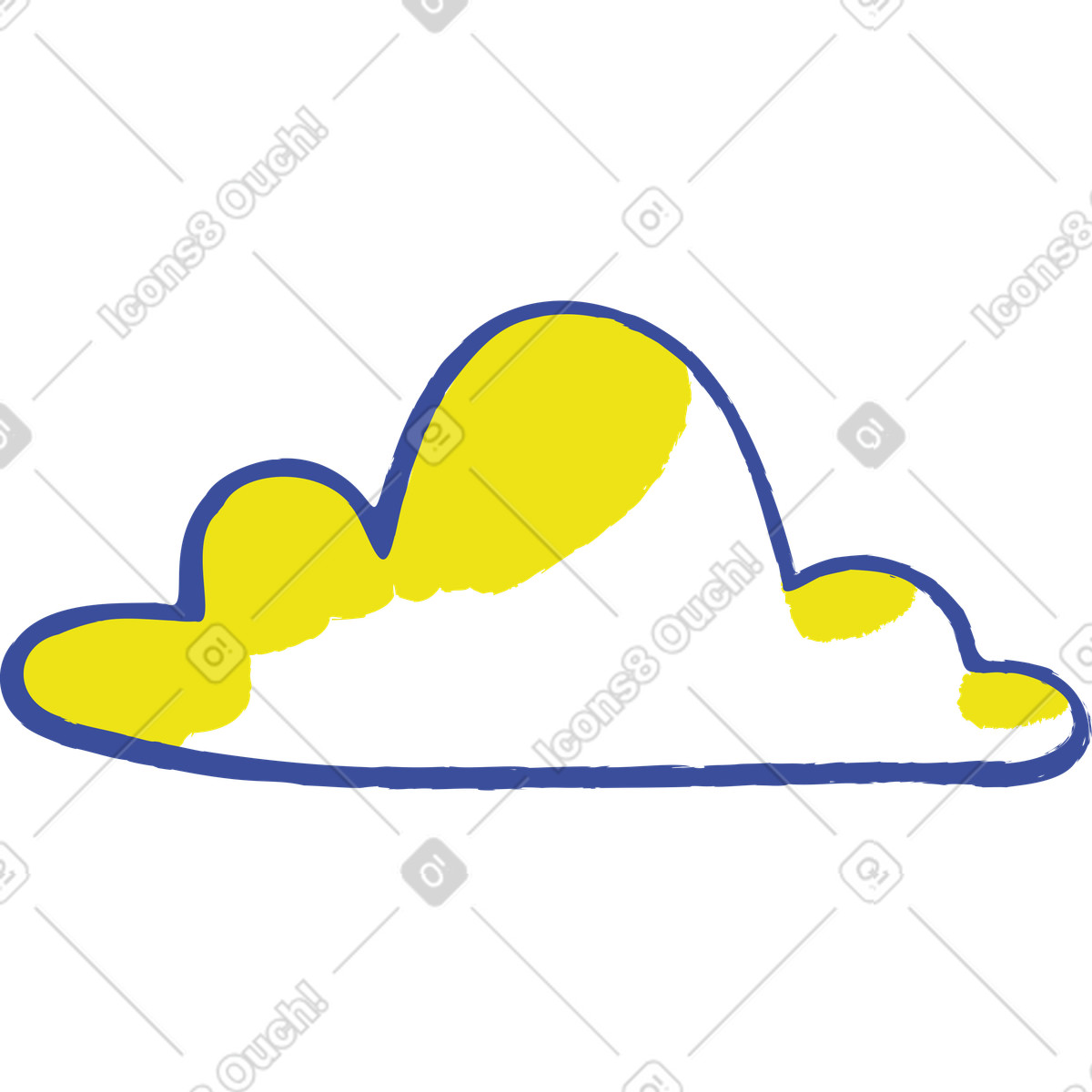 Cloud with blue outline and yellow shadows illustrazione in stile Lime scarica in PNG, SVG