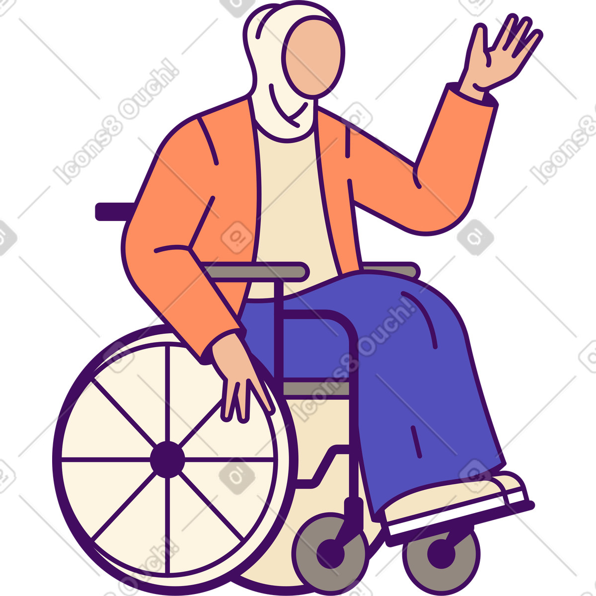 Frau im rollstuhl-Illustration Simplistic-Stil als Download in PNG, SVG