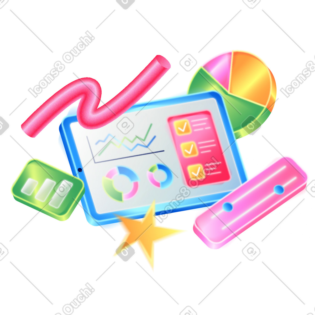 Data visualization and statistical analysis illustration in PNG, SVG