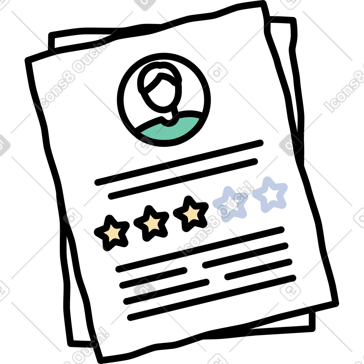 Ilustración Currículum con nota en estilo Notes a descargar en PNG y SVG