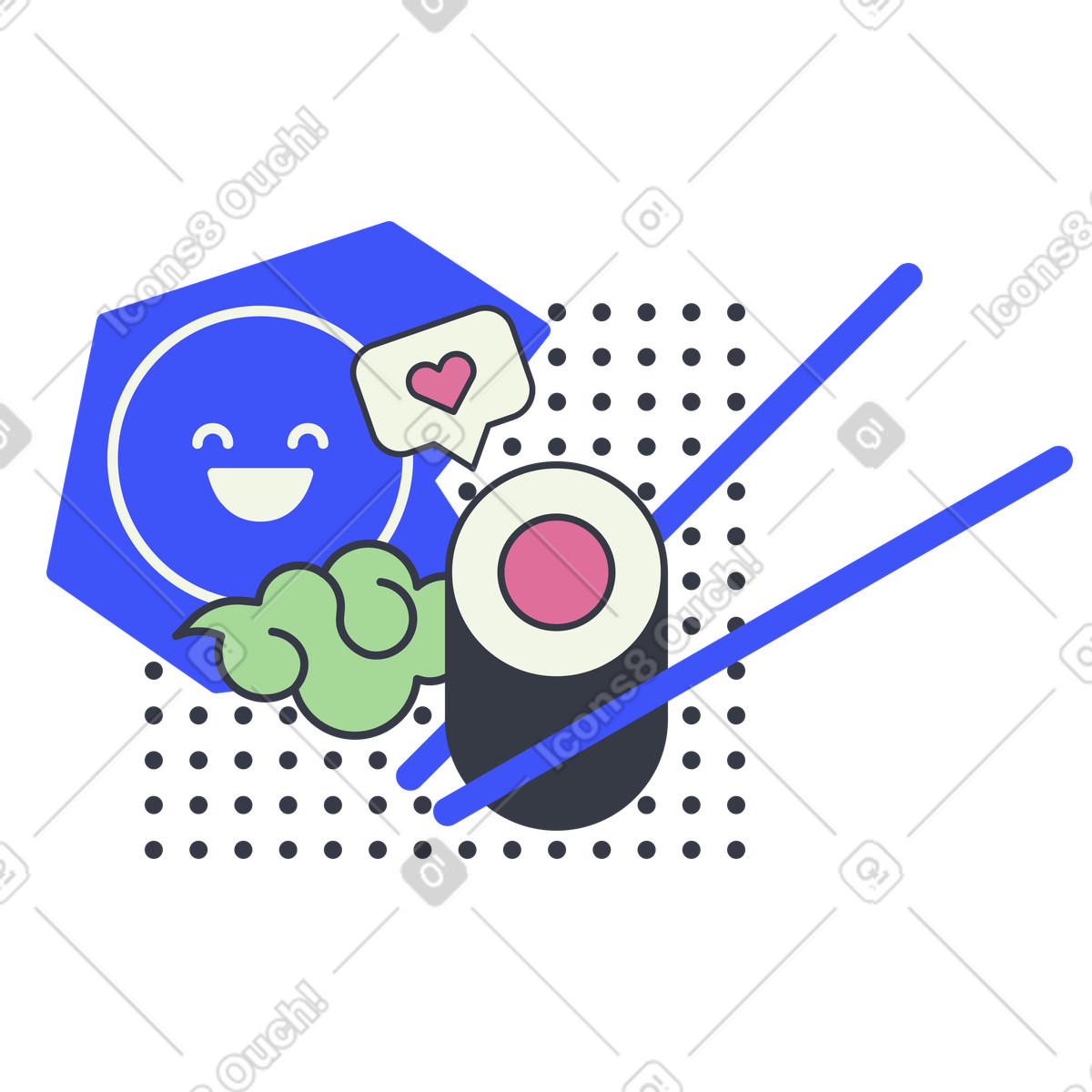 Sushi illustration in Abstract style download in PNG, SVG