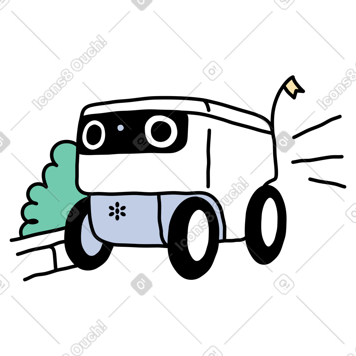 Ilustración Un robot de reparto entregando mercancías. en estilo Notes a descargar en PNG y SVG