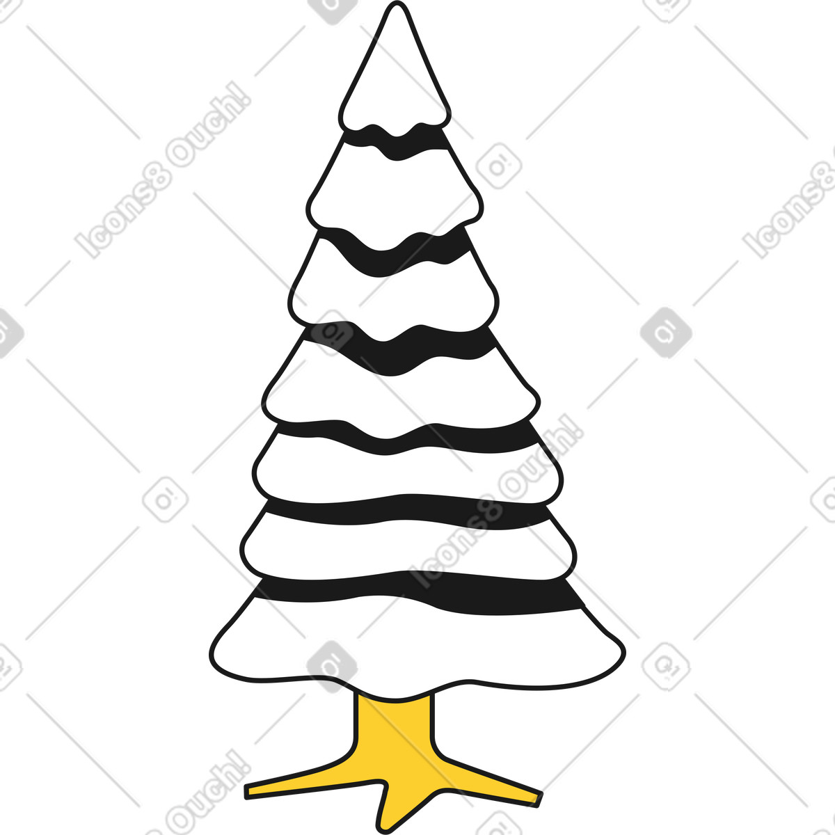 Pine tree illustration in Taxi style download in PNG, SVG