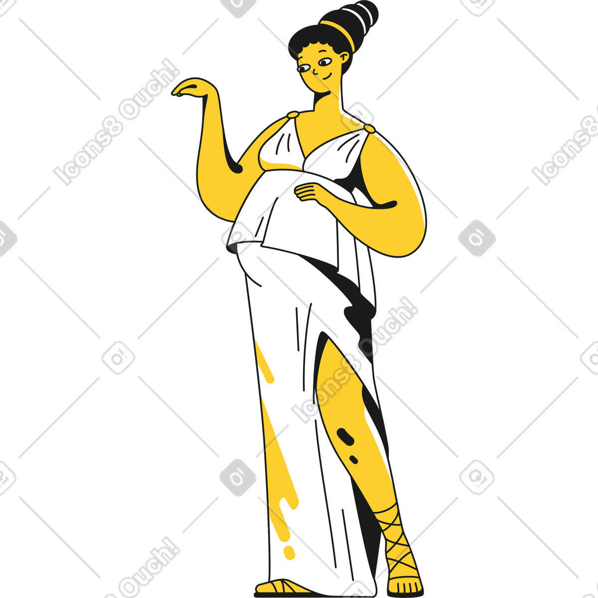 Ilustração de Mulher grávida em traje grego antigo no estilo Taxi para baixar PNG, SVG