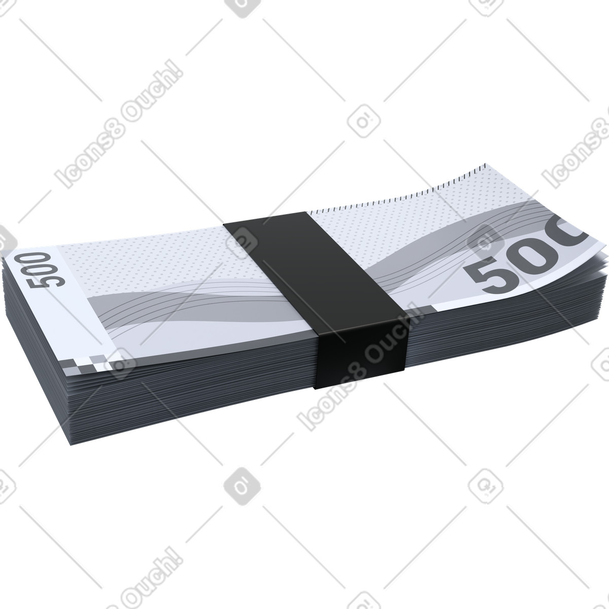 Ilustración Grueso fajo de billetes con correa, banca y ahorros en efectivo estilo 3D Pro a descargar PNG SVG