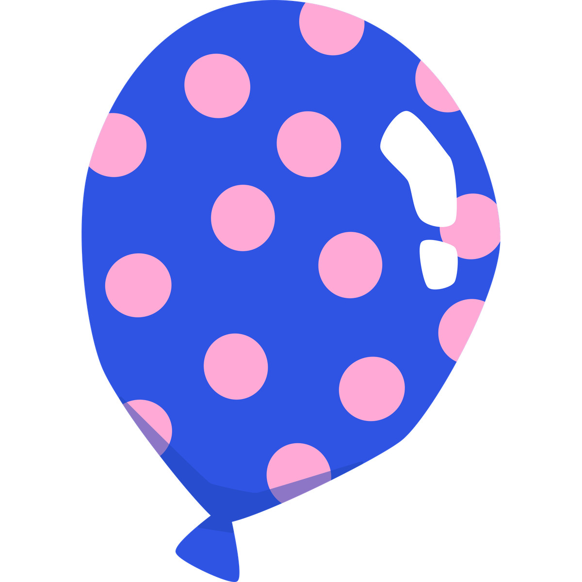 Blue balloon with pink polka dots illustration in Bouncy style download in PNG, SVG