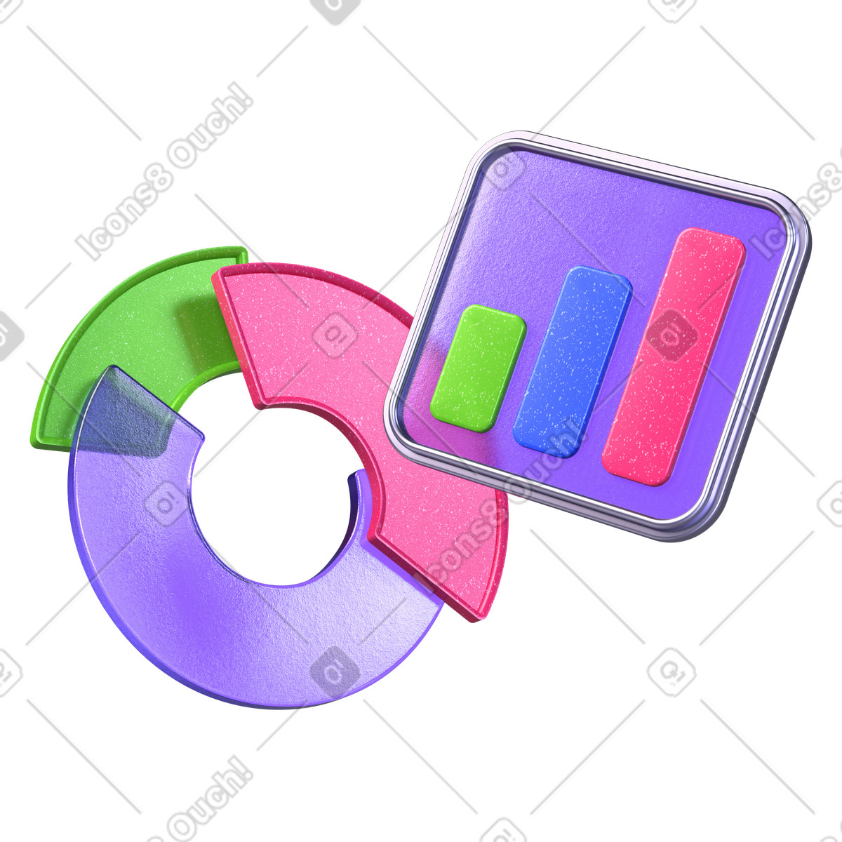 Statistics: donut and bar charts illustration in PNG, SVG