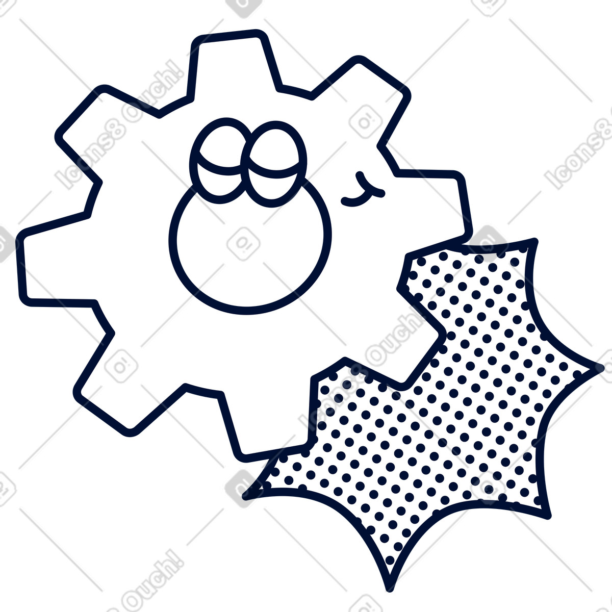 Cogwheel with closed eyes, app configuration and settings illustration in Blink style download in PNG, SVG
