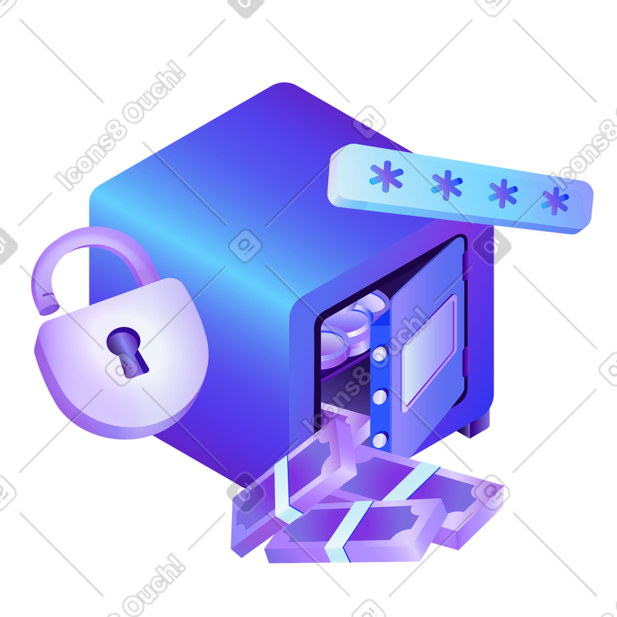 Safe storage for cash with password illustration clipart in PNG SVG