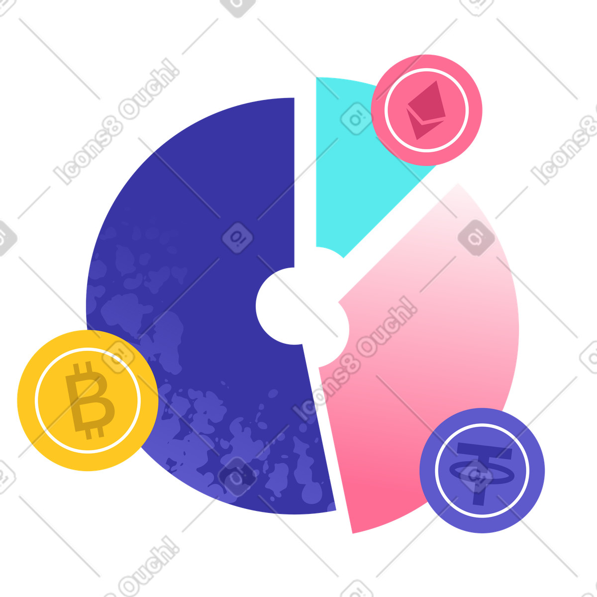 Crypto Investment, Blockchain Asset Diversification illustration in PNG, SVG