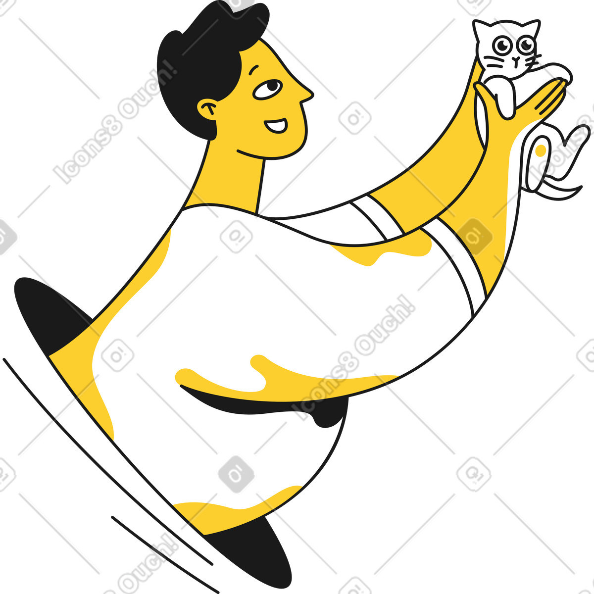 Ilustración Hombre con un gatito en estilo Taxi a descargar en PNG y SVG