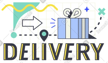 Gift box with delivery route map, Online order shipment tracking PNG, SVG