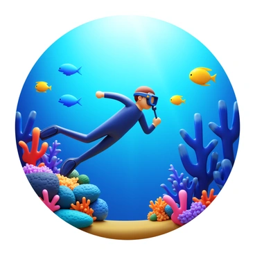 A diver wearing a wetsuit and snorkeling gear is exploring a vibrant coral reef. Surrounding the diver are colorful fish, including bright yellow, blue, and orange species, swimming gracefully among the coral formations. The reef is adorned with various types of corals, showcasing intricate textures and shapes. Sunlight filters through the water, illuminating the scene and creating a lively underwater atmosphere.