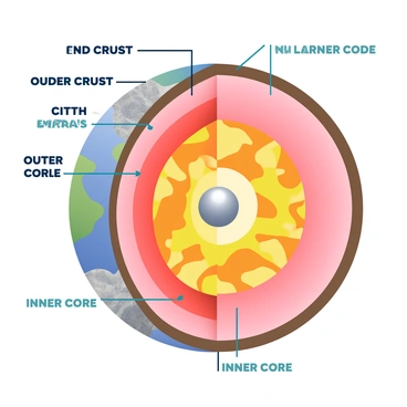 A cross-section illustration of the Earth's layers, from the crust to the core.