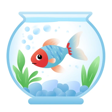 A vibrant guppy with colorful scales is swimming gracefully in a transparent aquarium. The water is clear and reflects the sunlight filtering through the surface, creating shimmering patterns. Surrounding the guppy are numerous bubbles rising to the top, some clustered and others floating individually. Aquatic plants with vibrant green leaves provide a lush backdrop, while pebbles line the bottom of the aquarium, adding texture to the scene.