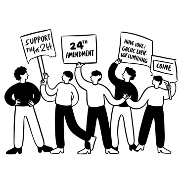 Young activists holding placards supporting the 24th Amendment