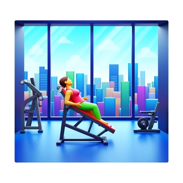 A gym interior featuring floor-to-ceiling windows showcasing a vibrant cityscape view. In the foreground, a person is performing lat pulldowns on a well-equipped pulldown machine. The sunlight streams through the windows, casting natural light across the gym floor. Various gym equipment is neatly arranged around the area, creating a functional workout environment. The city skyline in the background is filled with tall buildings and an array of colors reflecting the hustle and bustle of urban life.