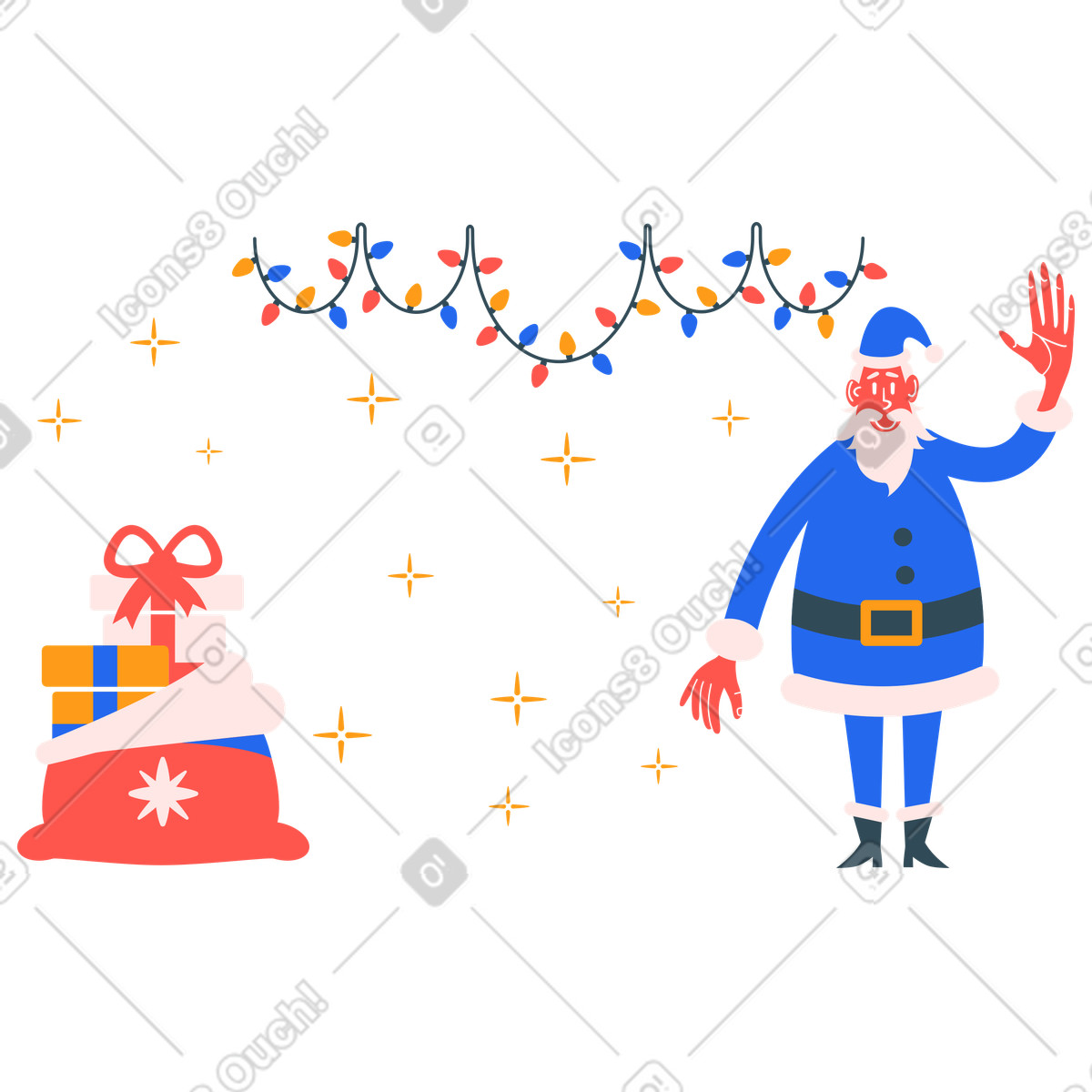 Santa says Hi illustration in Kingdom style download in PNG, SVG