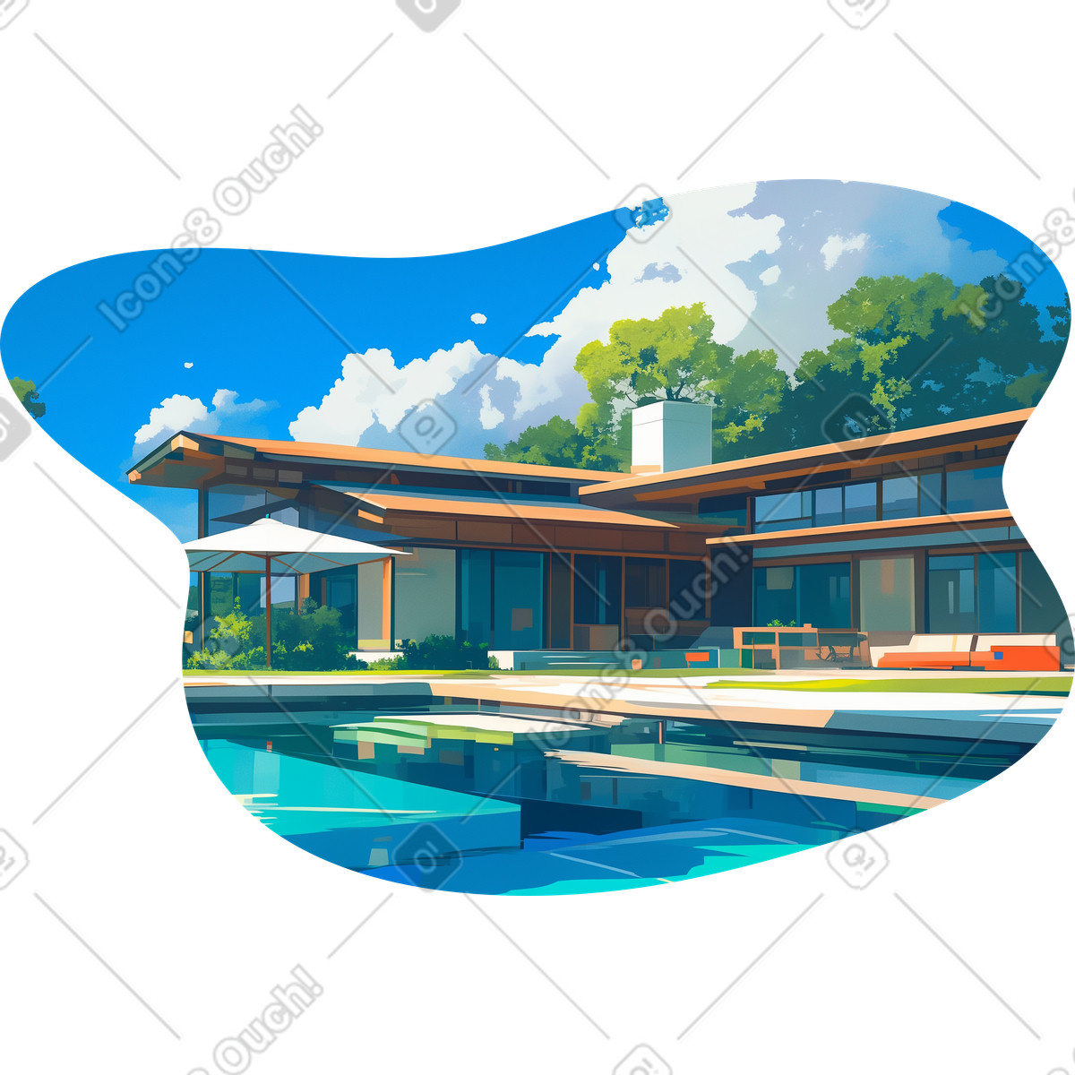 PNG, SVG 형식의 Modern house background 일러스트레이션
