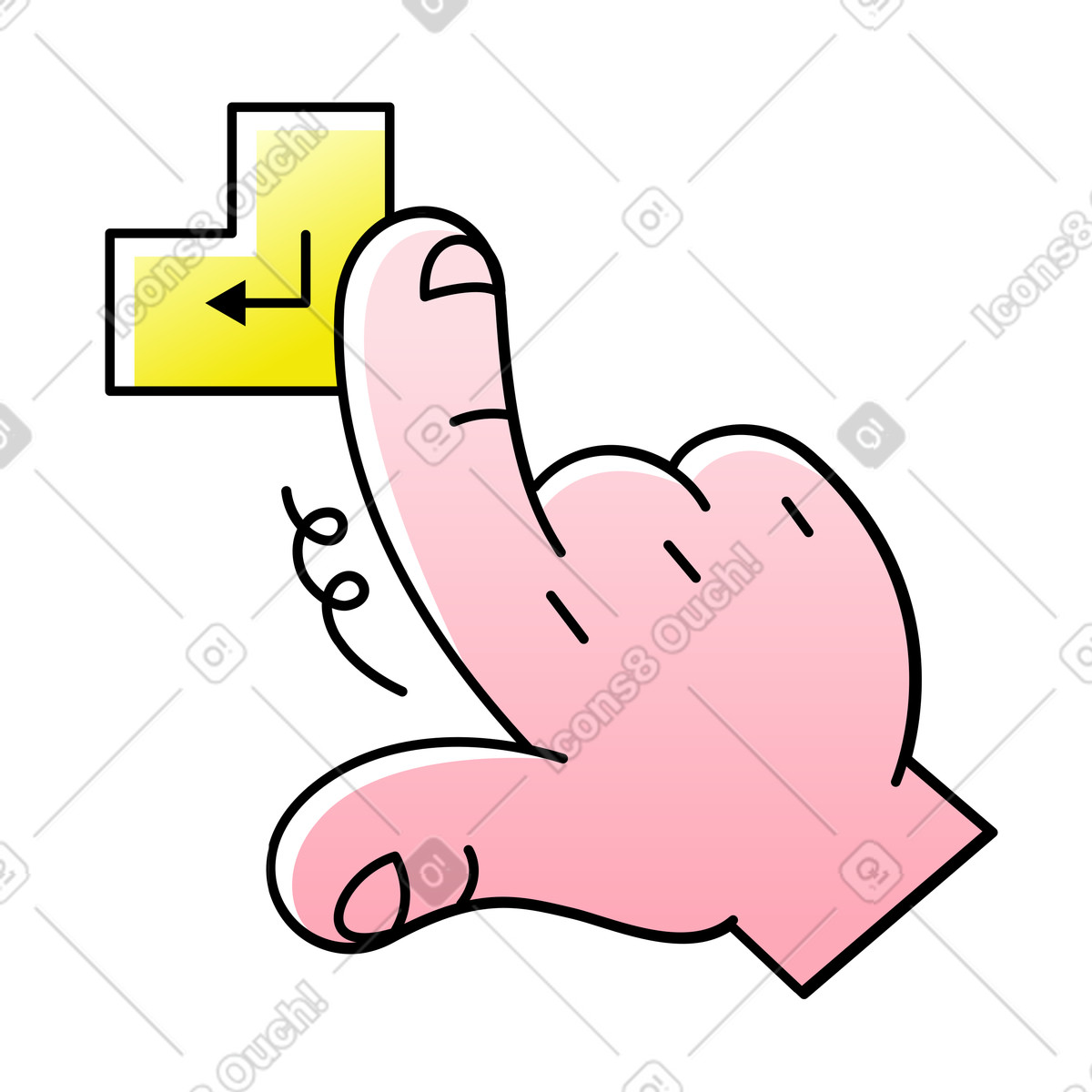 Hand pressing enter button illustration in Pocus style download in PNG, SVG