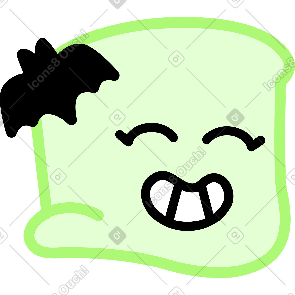 Grüne halloween-figur mit fledermaus-Illustration im Giggle-Stil als Download in PNG, SVG