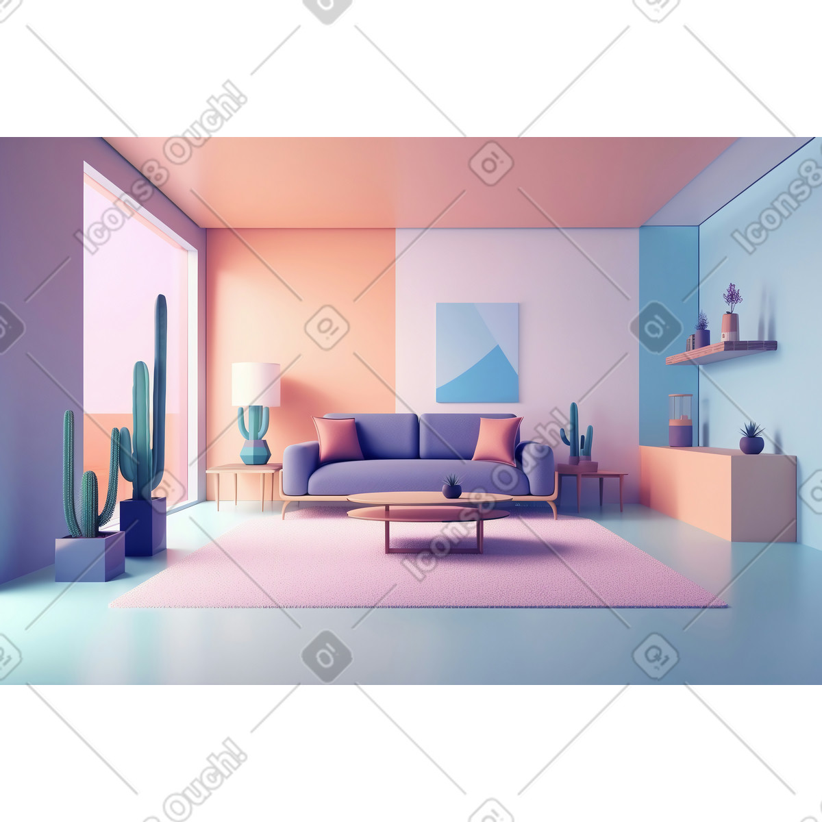 Priorità bassa moderna del salone 3d illustrazione in stile Experimental scarica in PNG, SVG