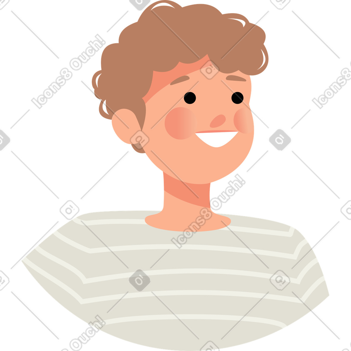 Lagom 스타일의 웃는 남자 얼굴 일러스트레이션 PNG, SVG 다운로드