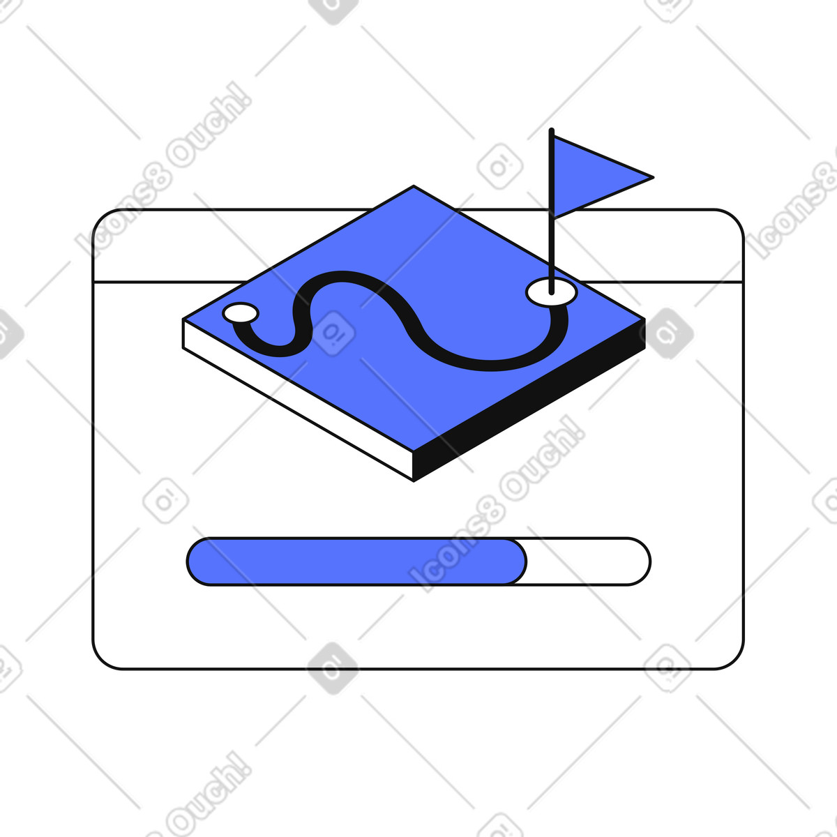 Milestone path with flag for project goal progress status illustration in Main style download in PNG, SVG